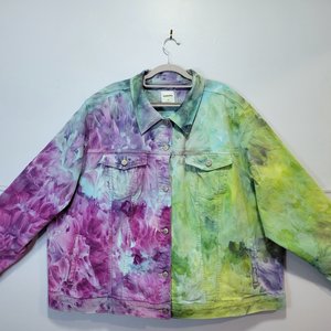 3X/4X Denim Jacket, Garden Watercolor