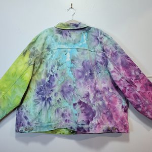 3X/4X Denim Jacket, Garden Watercolor