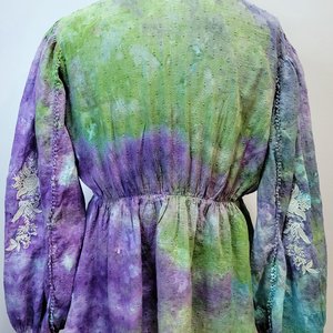 Size 16-18 Cotton Blouse, Watercolor Garden