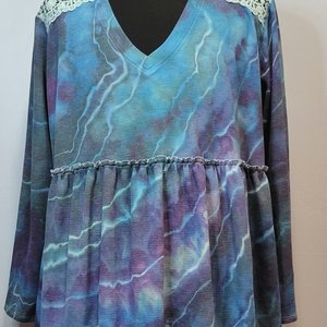 1X, Waffle Weave Shirt, Peacock Geode