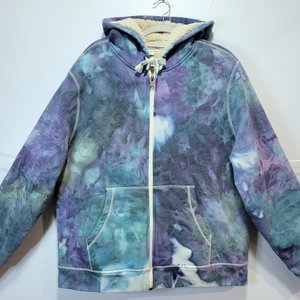 XL Sherpa Lined Hoodie, Cool Watercolor