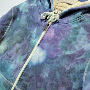 XL Sherpa Lined Hoodie, Cool Watercolor