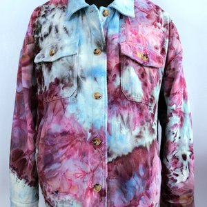 XXL Sherpa Lined Flannel Shacket, Peonies