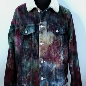 XXL Sherpa Lined Courderoy Jacket, Plum & Teal