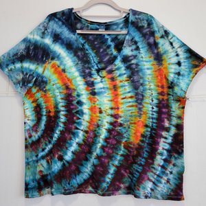 XL Women's V-neck Rayon Shirt, Glass Ripple