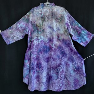 2X/3X Linen Hi-Low Shirt, Purple Watercolor