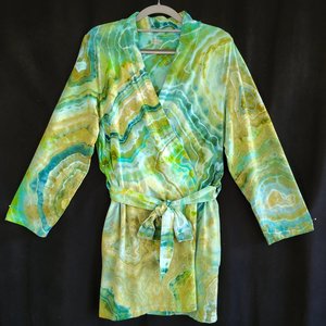 S/M Wrap Cardigan Robe, Wasabi Spice Geode