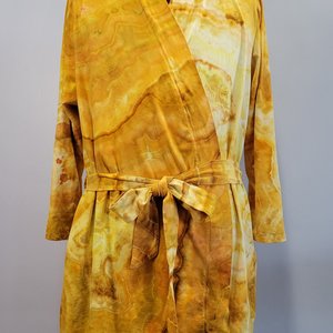 1x/2x Wrap Cardigan Short Robe, Yellow Jasper