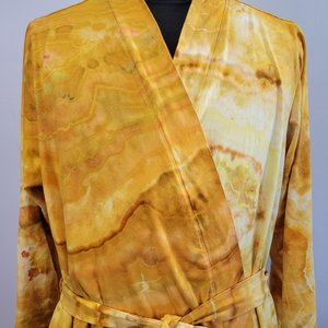 1x/2x Wrap Cardigan Short Robe, Yellow Jasper