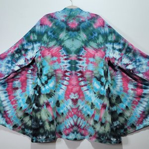 1X/2X Wrap Cardigan Short Robe, Reflected Ripple