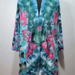 1X/2X Wrap Cardigan Short Robe, Reflected Ripple