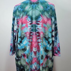 1X/2X Wrap Cardigan Short Robe, Reflected Ripple