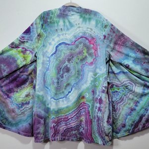 L/XL Wrap Cardigan Short Robe, Periwinkle Geode