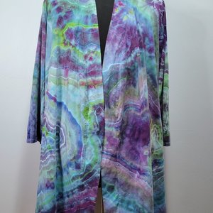 L/XL Wrap Cardigan Short Robe, Periwinkle Geode