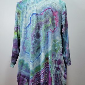 L/XL Wrap Cardigan Short Robe, Periwinkle Geode