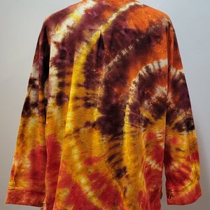 3XL Linen Shirt, Plum Fire Ripple