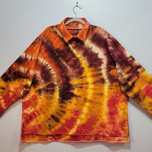 3XL Linen Shirt, Plum Fire Ripple