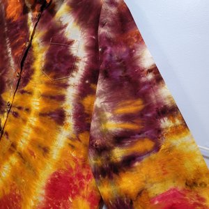 3XL Linen Shirt, Plum Fire Ripple