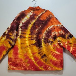 3XL Linen Shirt, Plum Fire Ripple