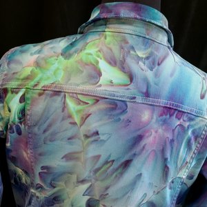 L Denim Jacket, Iris Watercolor