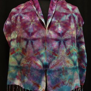 Scarf, Bamboo, Strawberry Skies Shibori