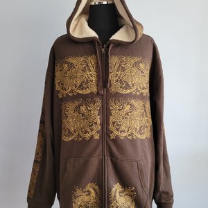 XXL Tall Sherpa Lined Hoodie, Norse Block Printed
