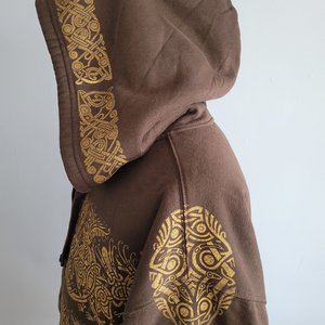 XXL Tall Sherpa Lined Hoodie, Norse Block Printed