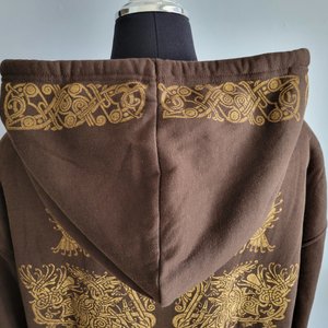 XXL Tall Sherpa Lined Hoodie, Norse Block Printed