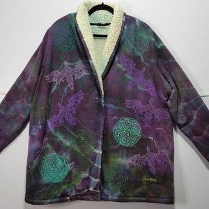 1X/2X Sherpa Lined Cardigan, Celtic Ravens
