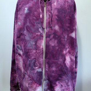 3XL/2XL Zip-Up Hoodie, Elderberry Watercolor