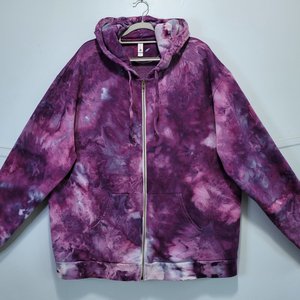 3XL/2XL Zip-Up Hoodie, Elderberry Watercolor