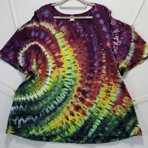 3XL Cold Shoulder Swing Tunic, PolyChrome Ripple