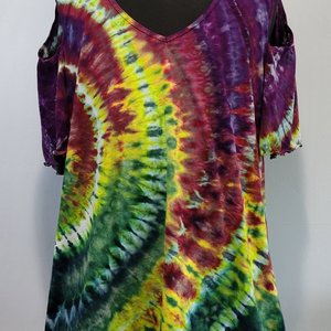 3XL Cold Shoulder Swing Tunic, PolyChrome Ripple