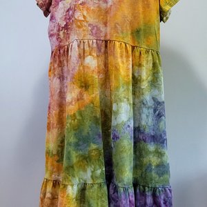 3X Tiered T Maxi Dress, Rainbow Garden