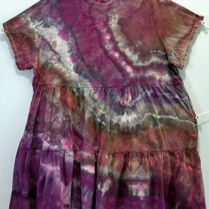 2X Tiered Mini Dress, Eggplant Geode