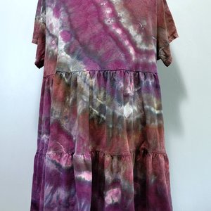 2X Tiered Mini Dress, Eggplant Geode