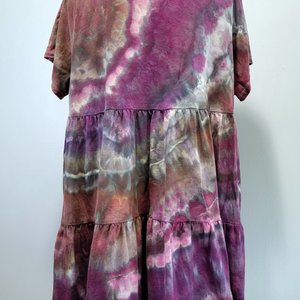 2X Tiered Mini Dress, Eggplant Geode