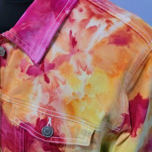 XL Denim Jacket, Rainbow Watercolor
