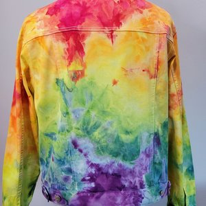 XL Denim Jacket, Rainbow Watercolor