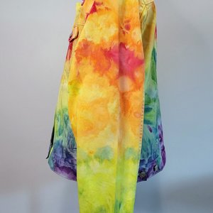 XL Denim Jacket, Rainbow Watercolor