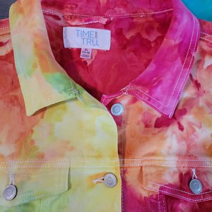 XL Denim Jacket, Rainbow Watercolor