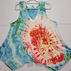 Size 16 Viscose Tank, Sunlit Tropical