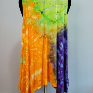 Size 20 Tunic Tank, Orange Berry Swirl