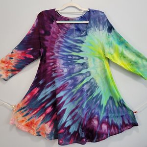 1X Rayon Tunic 3/4 Sleeves, Margarita Burst