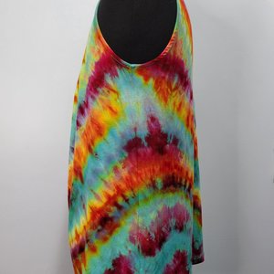 XL Button Back Tank, Teal Berry