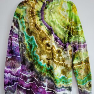 M Hoodie T-shirt, Funky Green & Purple Geode