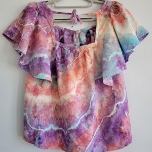 M Linen Ruffle Shirt, Evensong and Flamingo Fantasy