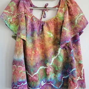 XL Tall Linen Ruffle Shirt, Koroit Boulder 