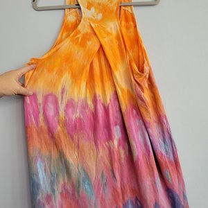 XL Racer Back Tank, Orange Waterfall