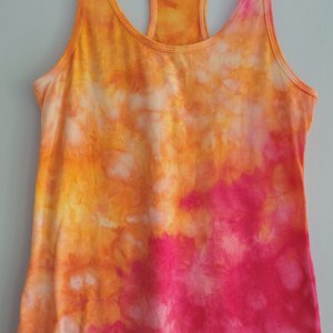 L Racerback Tank, Creamsicle & Cherry Blossom